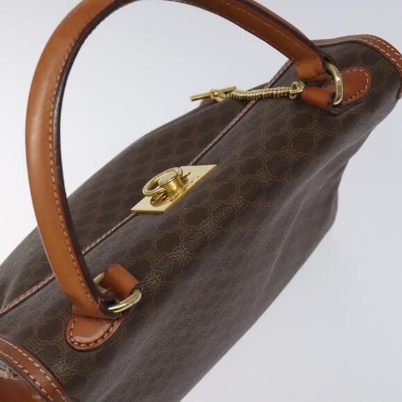 CELINE Macadam Canvas Hand Bag Pvc Leather Brown Gold - Picture 6 of 13